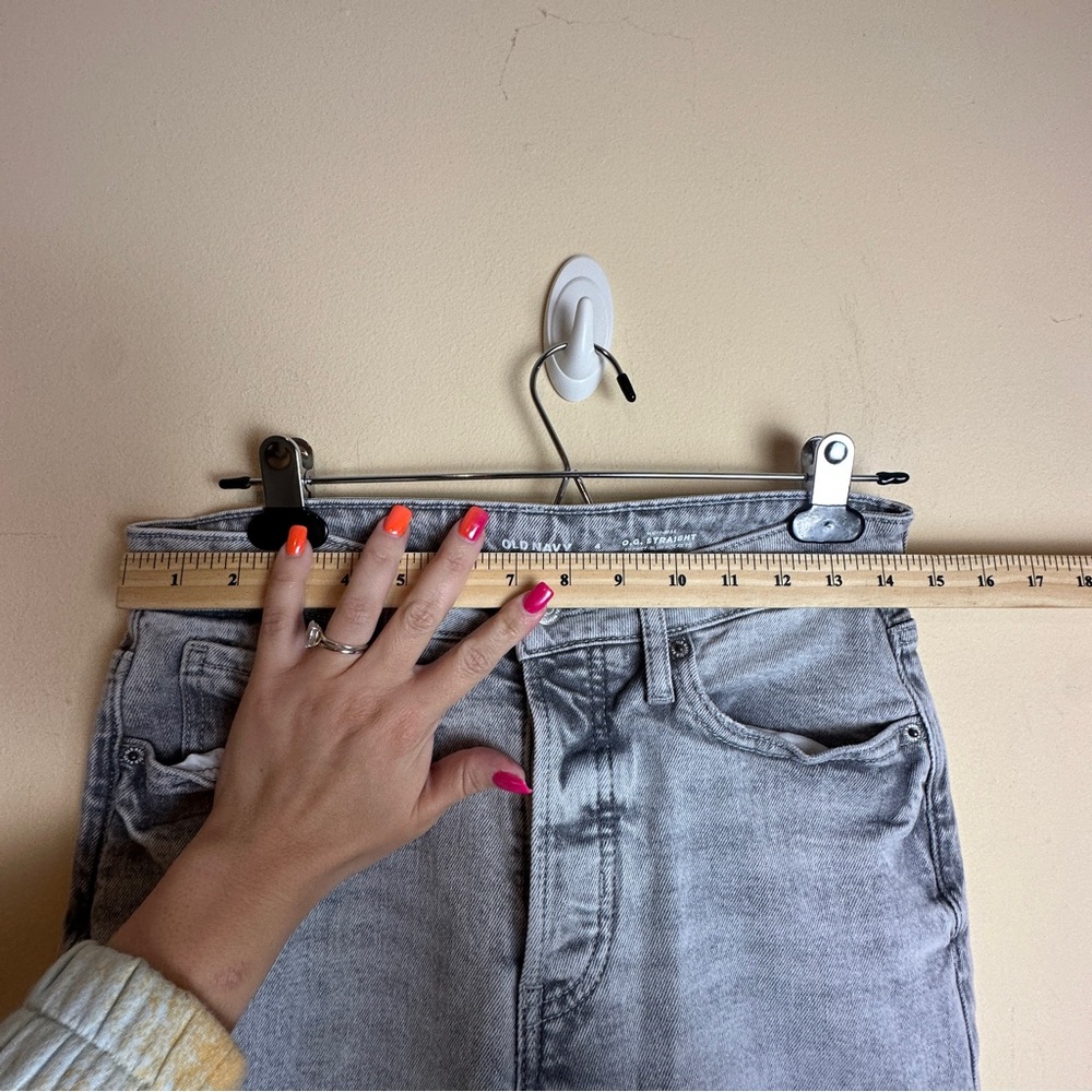 Old Navy OG Straight High Rise Button Fly Gray Denim Jeans Women’s Size 4 - Picture 12 of 15